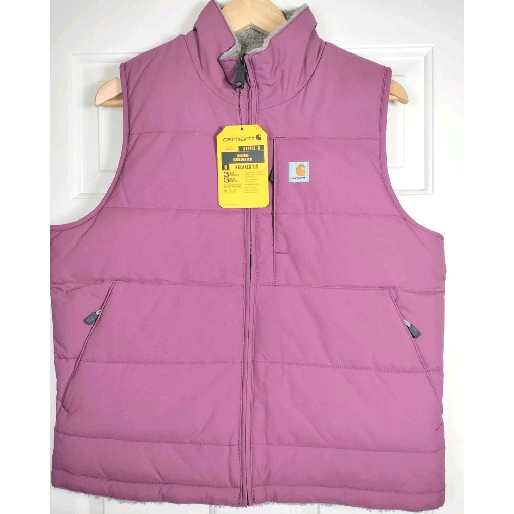 NWT Carhartt Montana Insulated Vest Womens M Plum Violet Reversible Sherpa 10560